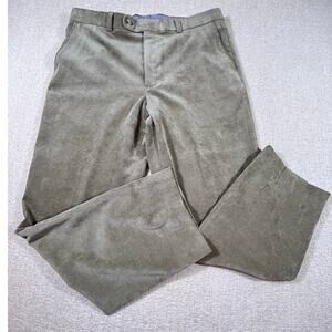 Ballin Men’s 36 Tan Flat Front Fine Corduroy Pants Luxury Tailored Dress Slacks